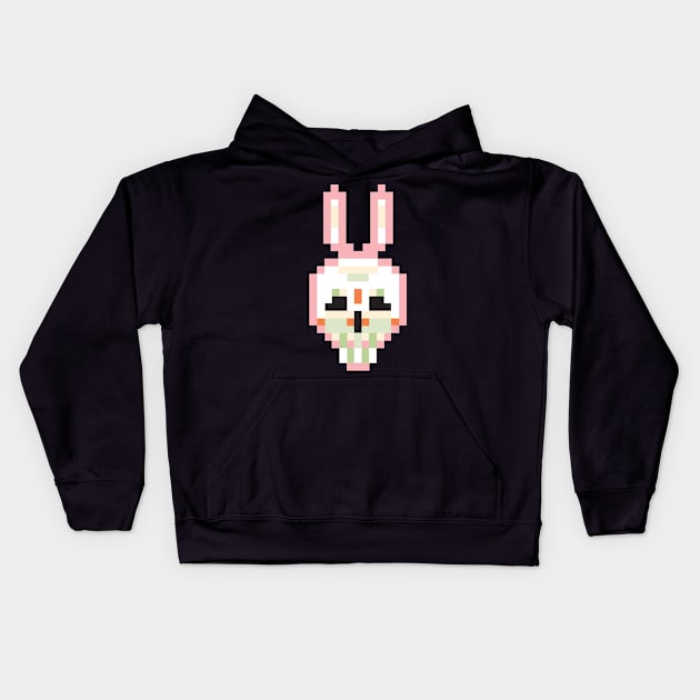 Pink Pixel Rabbit Kids Hoodie by Enickma